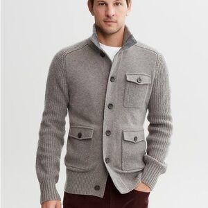 Banana Republic Men’s 100% Italian Yarn 4-Pocket Sweater Jacket - Grey